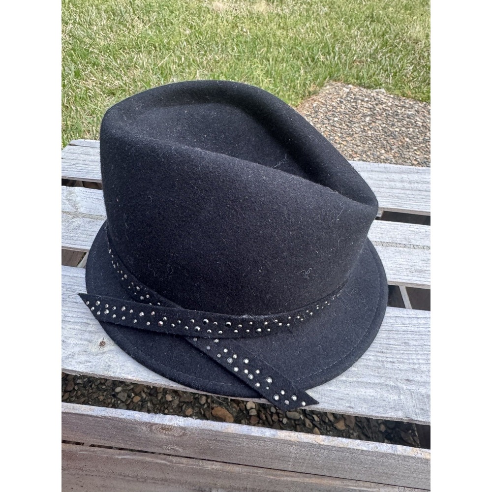 Kate Landry Hat 100% Wool Black White 20s Deco Style Headware